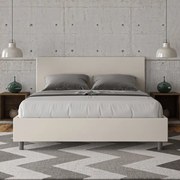 Letto contenitore imbottito 160x190 similpelle bianco Adele