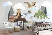 Adesivo murale per bambini fantastico mondo dei dinosauri 60 x 120 cm