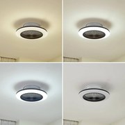 Lindby Ventilatore da soffitto LED Mamuti, nero, silenzioso, Ø 55 cm