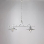 Bilanciere Cantina Stile Industrial 2 Luci Ferro Bianco Argento