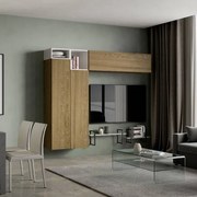 Parete soggiorno Isoka A21B L.234 H.194 P.39,5 Quercia e Bianco
