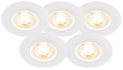 Set di 5 faretti da incasso bianchi dimmerabili a 3 livelli - Ulo