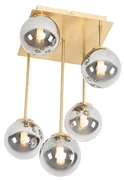 Plafoniera moderna oro 5 luci vetro fumé - ATHENAS