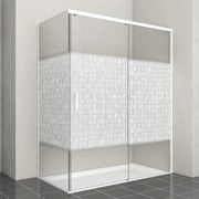 Porta doccia scorrevole L 158-159.5 cm x H 200 cm per nicchia in vetro smerigliato SP. 6 mm, profilo opaco bianco, serie Jazz