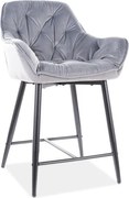 Sgabello da bar Cherry in velluto grigio - Blu14 H-2