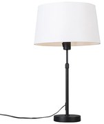 Lampada da tavolo nera con paralume bianco 35 cm regolabile - Parte