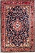 Hamedan Tappeto 220 x 330 Blu (Iran) Annodato A Mano