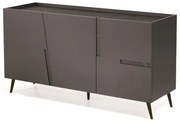 Madia credenza 3 ante inserti Marmo Nero con scocca Antracite GIRONA con 5 piedini