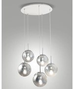 Lampadario Neoclassico ANJA cromo paralume cromo 5x E27 LA MIA LUCE