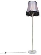 Lampada da terra in ottone con paralume Granny nero-grigio 45 cm - Kaso