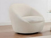Poltrona girevole arrotondata in Tessuto bouclette Bianco - LACARA