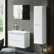 Mobile bagno sospeso 80 cm bianco lucido con specchio reversibile Zen
