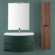 Mobile Bagno Sospeso Maiori Curvo Da 90 Cm Bianco Opaco/Azzurro Polvere