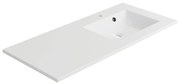 Lavabo integrale a incasso rettangolare vasca a destra Neo L 106 x H 11.2 x P 48.5 cm in composito minerale di resina gelificata bianco