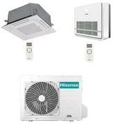 Hisense - Climatizzatore Condizionatore Cassetta 4 vie + Console R32 Dual Split Inverter 9000 + 9000 btu con u.e. 2AMW52U4RXC novitá Classe a++/a+
