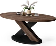 Tavolino da salotto ovale LOXA Rovere Marrone / Nero - TAVOLINO DA SALOTTO 120x65 cm