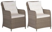 Sedie da esterno con cuscini 2 pz in polyrattan marrone
