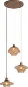 Lampada a sospensione retrò bronzo scuro con paralumi ambra 3 luci - Smokey