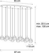 Lampadario di design bronzo scuro con vetro trasparente 12 luci - Inge