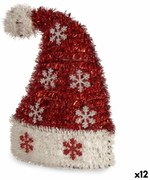 Statua Decorativa Cappello di Babbo Natale Tinsel Bianco Rosso polipropilene PET 17 x 23 x 9,5 cm (12 Unità)