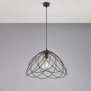 Bonetti Illumina Lampadario in ferro laccato nero con decorazione effetto ruggine con cavo elettrico regolabile 1 luce