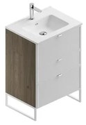 Mobile sottolavabo e lavabo Quadra per vasca centrale cotto/bianco in mdf L 60 x H 93 x P 46 cm 3 cassetti