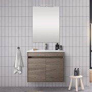 Mobile bagno 70 cm con 2 ante Mavi rovere corteccia con specchio