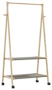 Appendiabiti Con Ripiani E Ruote 96x45,5x155,5 Cm İn Bambù /