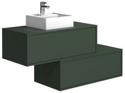 Mobile per bagno sospeso con lavabo singolo e due cassetti 94 cm Verde opaco - TEANA II