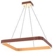 Lampadario Moderno Leather Milan In Alluminio Pelle Oro E Marrone Led 59,8W