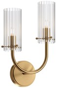 Applique Contemporanea Arco Struttura In Metallo Ottone 1 Luce Diffusore Vetro