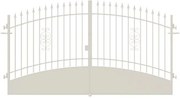 Cancello con serratura elettrica in acciaio, apertura centrale, L 358.5, H 165-195 cm, di colore bianco
