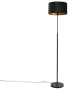 Lampada da terra nera paralume velluto nero oro 35 cm - PARTE