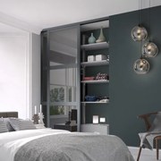 Kit anta scorrevole con binario Memphis 2 ante grigio argento L 120 x H 270 cm