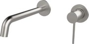 Miscelatore Lavabo A Muro In Ottone Acciaio Spazzolato Smooth Rubicer