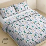 Parure copripiumino matrimoniale foglie cotone