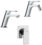 Set miscelatori lavabo bidet e incasso doccia Jacuzzi | rubinetteria Twilight ottone cromato per piletta di scarico clic clac