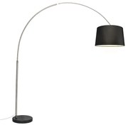 Lampada ad arco in acciaio paralume in tessuto nero 45 cm - XXL