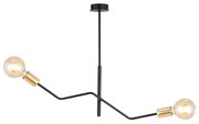 Sospensione Industrial 2 Luci Temi In Acciaio Nero E Oro Bracci Regolabili