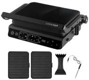 Concept ge3600 - Grill a contatto con sonda temperatura GLASS 2000W/230V nero