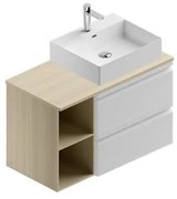 Mobile da bagno sotto lavabo Pull bianco laccato opaco L 90 x H 56 x P 46 cm 2 cassetti, lavabo non incluso