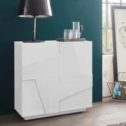 Credenza Moderna PING a 2 Ante Battente in Bianco Lucido