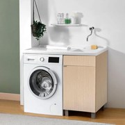 Mobile lavanderia Exe Destro 1 anta in legno rovere chiaro P 60 x L 108 x H 93 cm