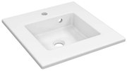 Lavabo integrale d'appoggio rettangolare vasca centrale Neo L 46 x H 11.2 x P 49 cm in ceramica bianco