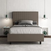 Letto con rete imbottito 140x190 similpelle cappuccino Sunny