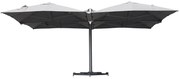 Ombrellone a palo centrale bianco / argento SOMBRA CONTRACT NATERIAL L 300 x 300 cm con telo grigio
