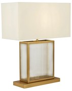 Lampada Scrivania Contemporanea Clarendon Acciaio Ottone Vetro Bianco 1 Luce E27