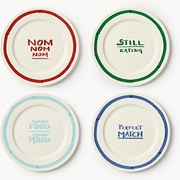 Set di 4 piatti piani in porcellana con motivo decorativo Tutti