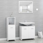 Set mobili da bagno 4 pz bianco in legno multistrato