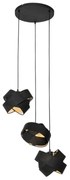 Lampada a sospensione moderna nera 3 luci - Cloth